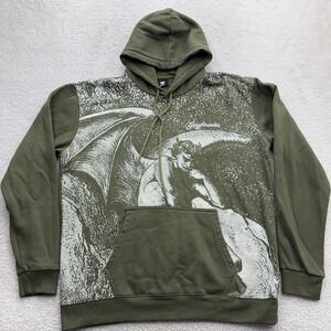 G59 Records Greyfivenine Mens XL Inferno Green Graphic Angel Demon Hoodie